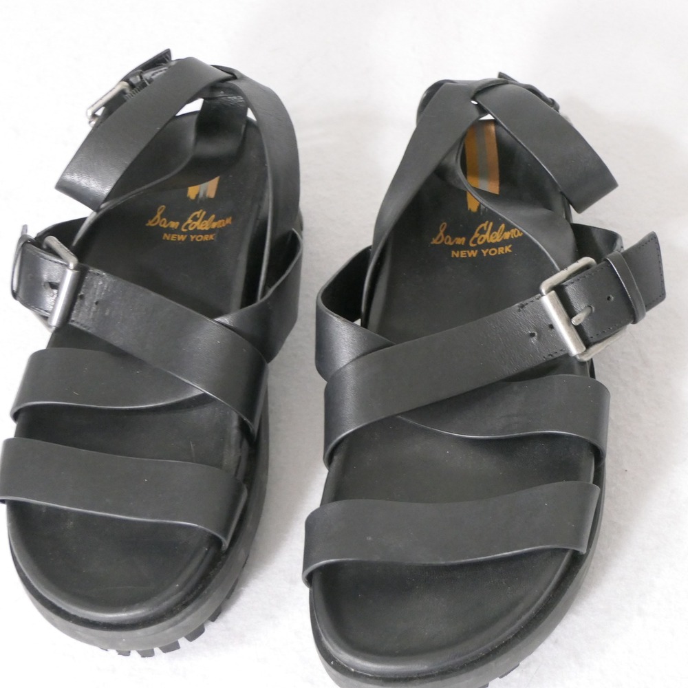 Sam Edelman Womens Sandals 7 Black Eleanora Lug Sole Edgy Chunky Platform Goth